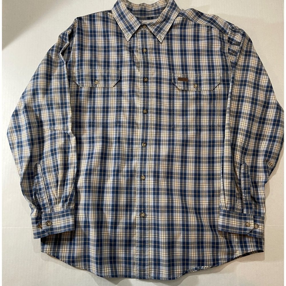 Carhartt Men's Blue Plaid Button Down Long Sleeve Shirt XL